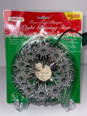 Vintage JoyBrite 11 Light Glowing Star Tree Topper/Finial Plaque with Angel
